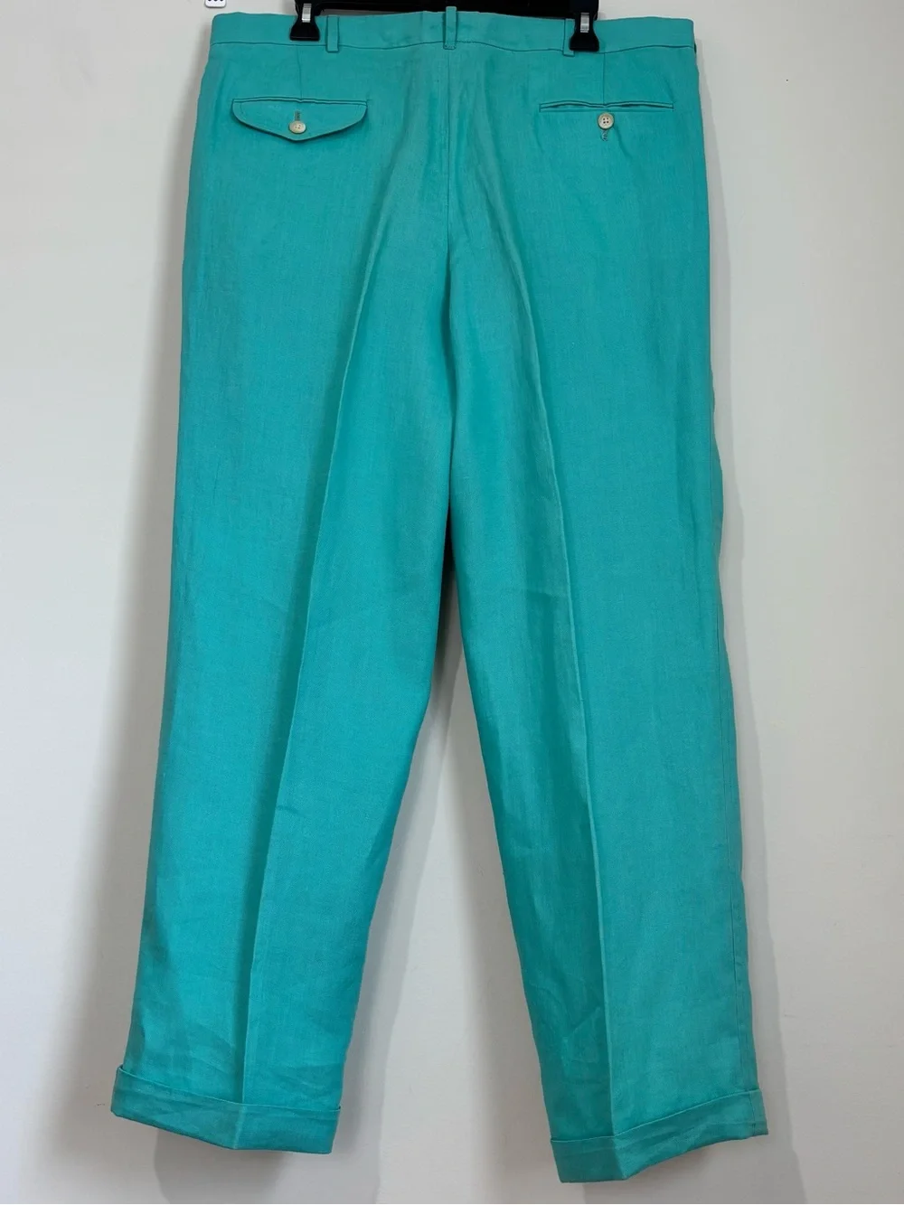 Vintage 90s POLO Ralph Lauren Linen Pleated Cuffed Slacks Resort Causal Men Pant